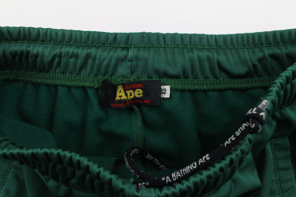 Bape Angry Face Stripe Shorts Green - SaruGeneral