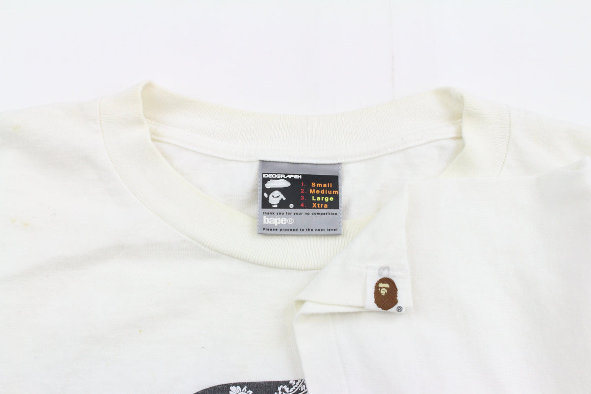 Bape Black Paisley Big Ape Logo Tee White - SaruGeneral