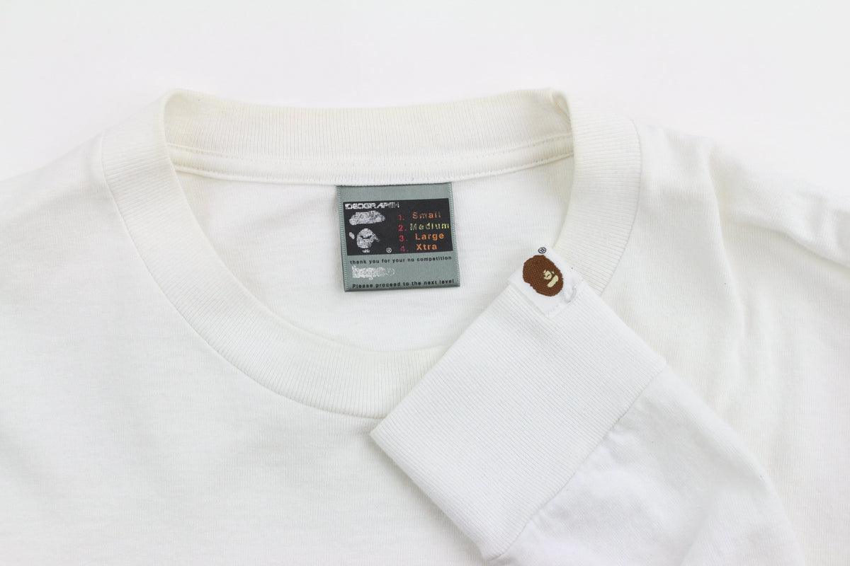 Bape Brown Big Ape Text LS White - SaruGeneral