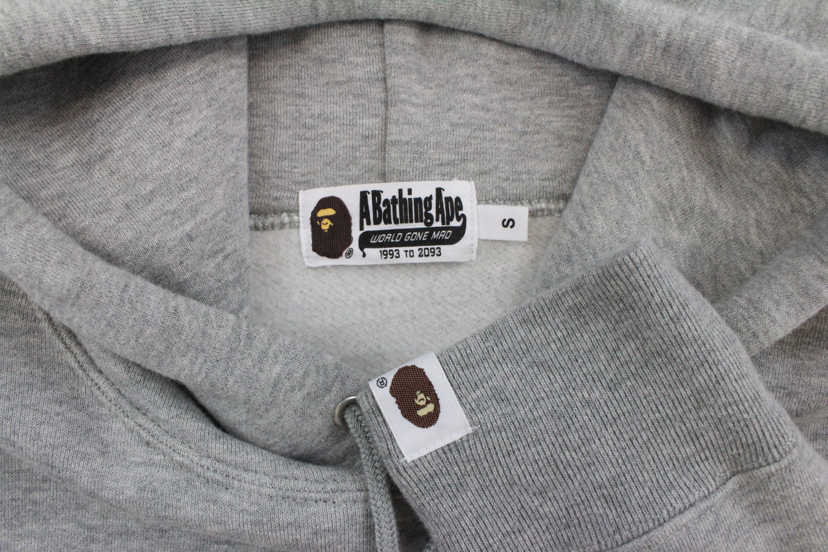 Bape Pink blue STA Embroided College Logo Hoodie Grey - SaruGeneral