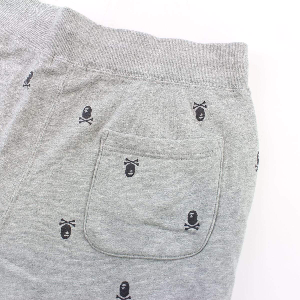 Bape Pirate Store Ape Crossbones Monogram Pants Grey - SaruGeneral