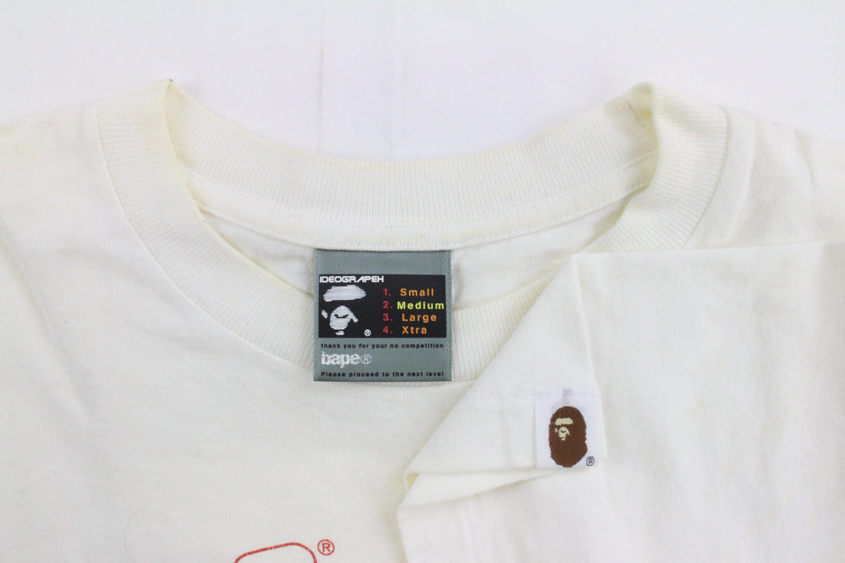 Bape Red Gradient Ape Circle Text Tee White - SaruGeneral