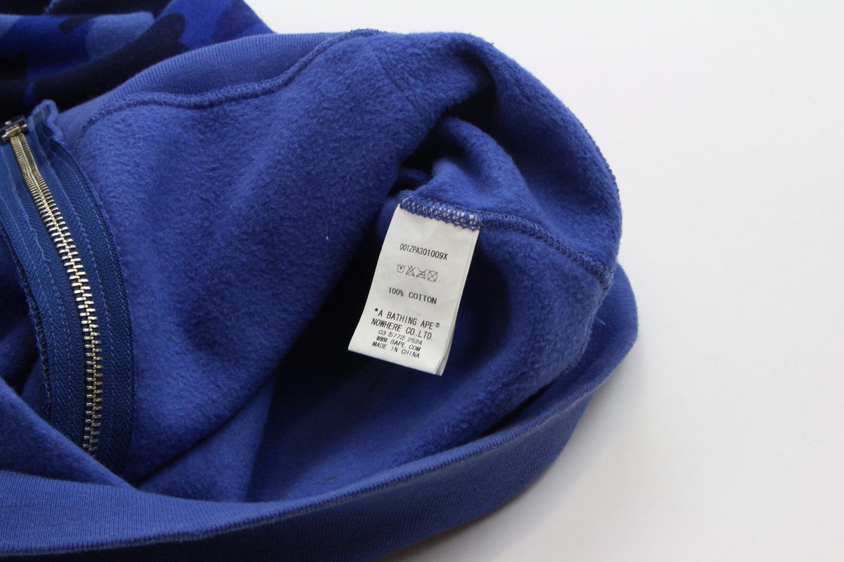 Bape Royal Blue Camo Full Zip Hoodie - SaruGeneral