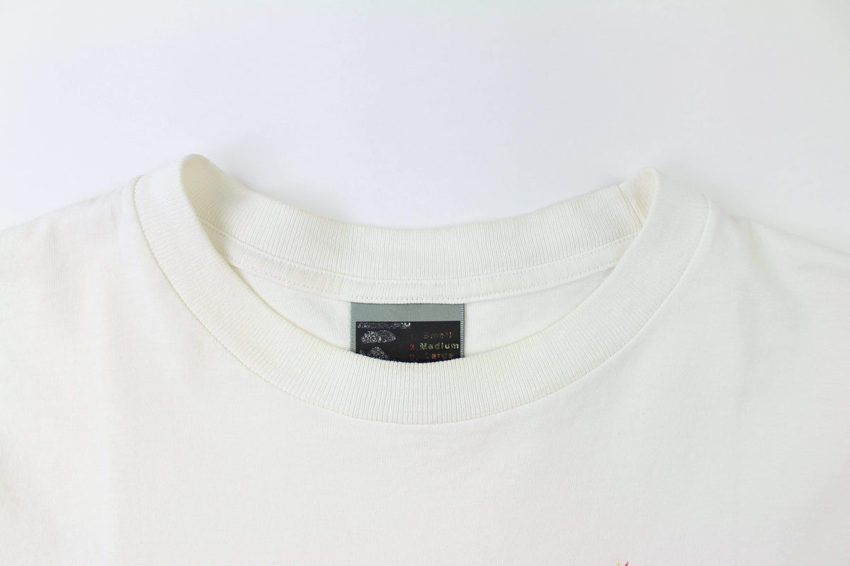 Bape Yellow Text Stars Tee White - SaruGeneral