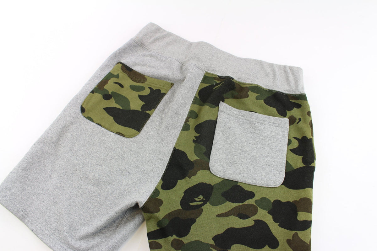 bape grey/1st green camo shark sweatshorts - SaruGeneral