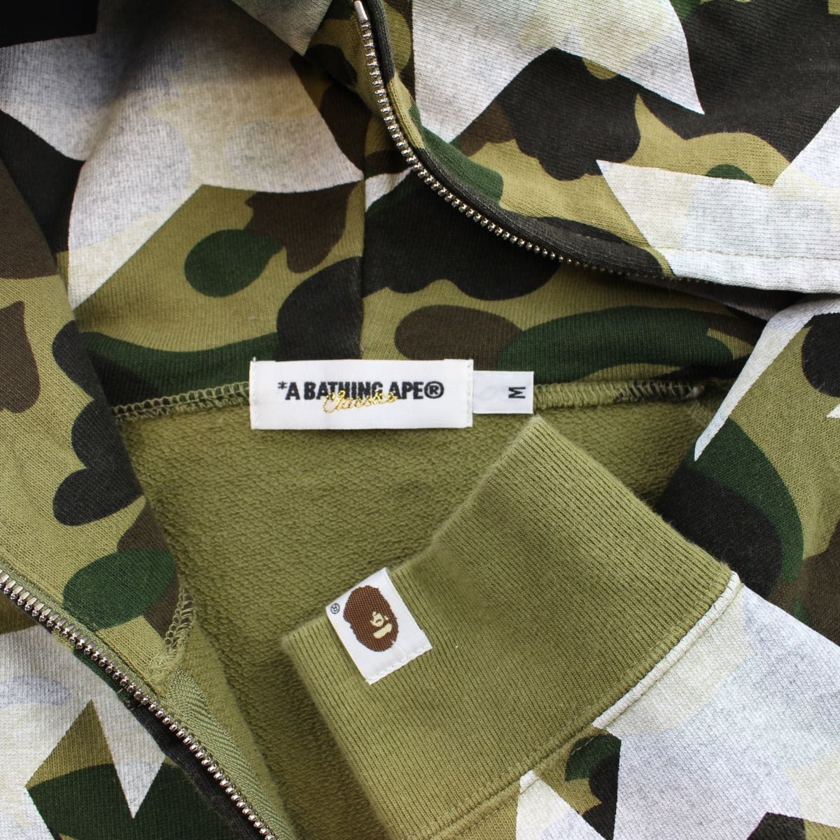 Bape 1st Green Camo Bapesta Allover Print Full Zip - SaruGeneral