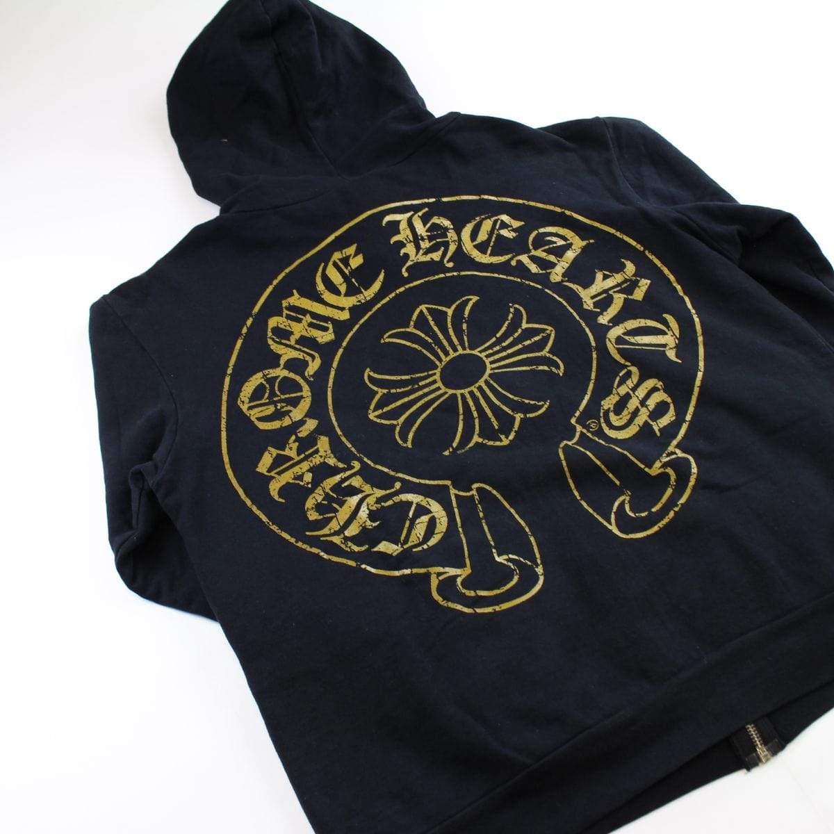 chrome hearts gold horseshoe Hoodie black - SaruGeneral