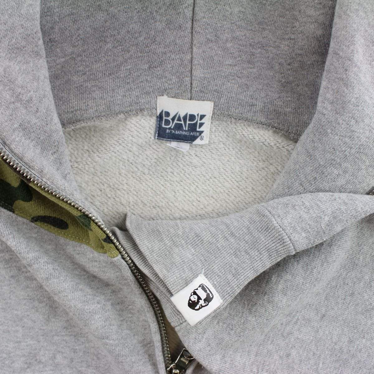 Bape 1st Green Camo Shark Hoodie Grey - SaruGeneral