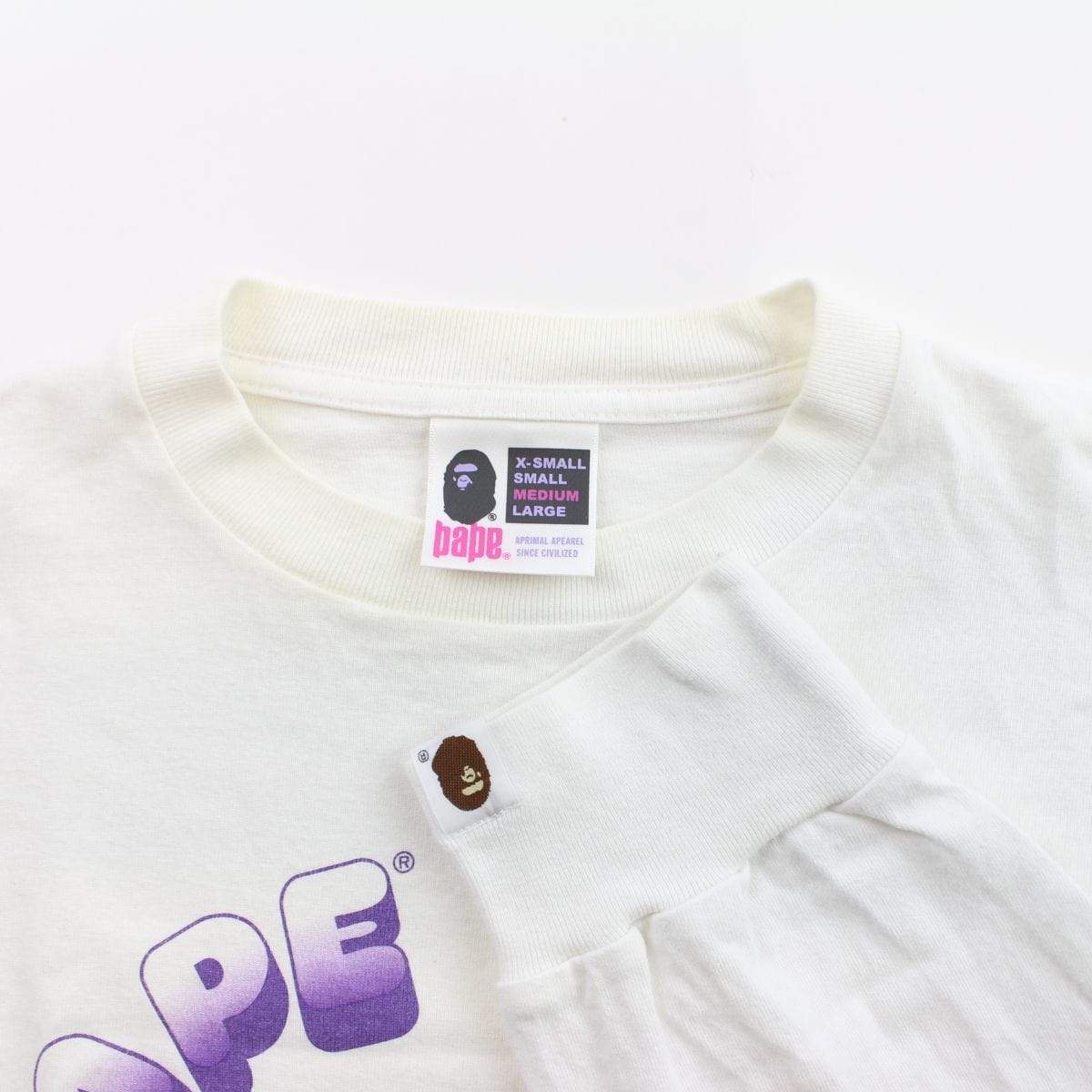 Bape Asnka Purple big ape Logo LS White - SaruGeneral