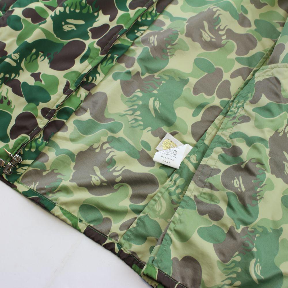 Bape Flame Green Camo Zip Up Jacket - SaruGeneral