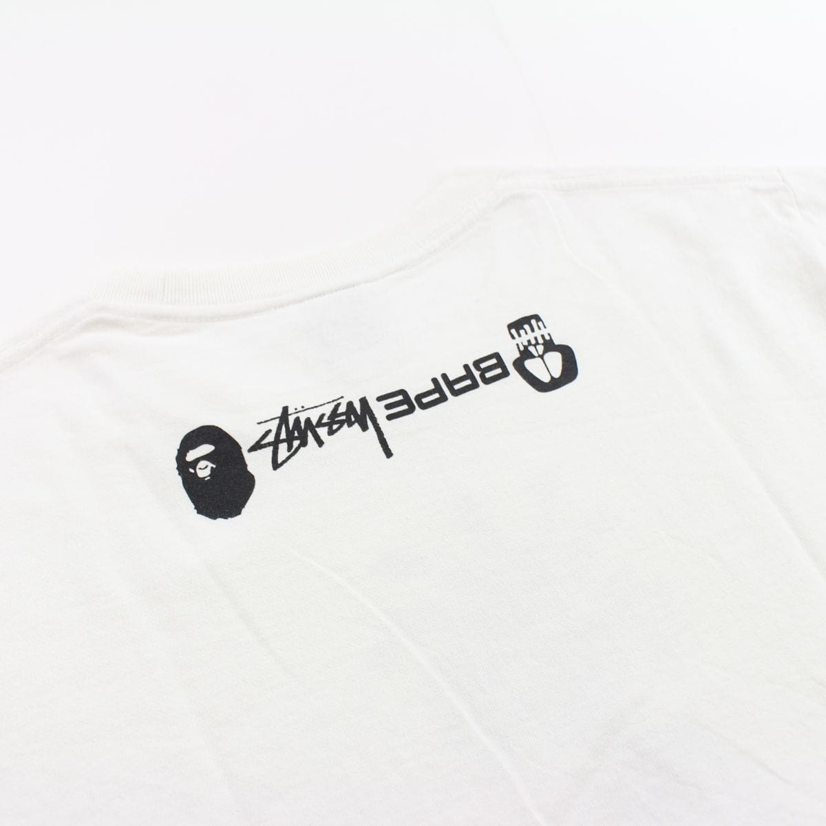 bape x stussy shark man tee white - SaruGeneral