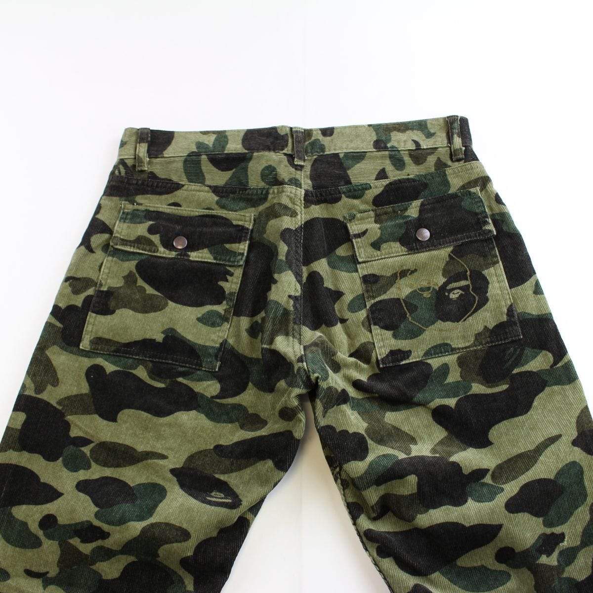bape 1st green camo corduroy pants - SaruGeneral