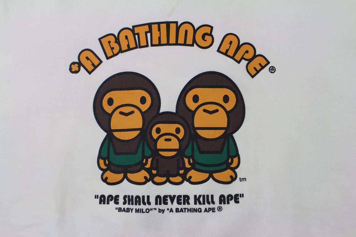 Bape Baby Milo figures Crewneck White - SaruGeneral