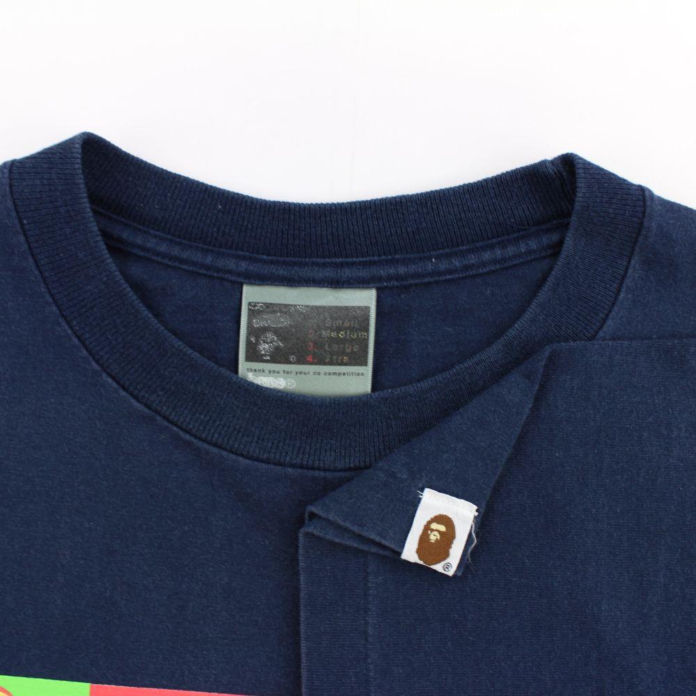 Bape Andy Warhol Big Ape Logos Tee Navy - SaruGeneral