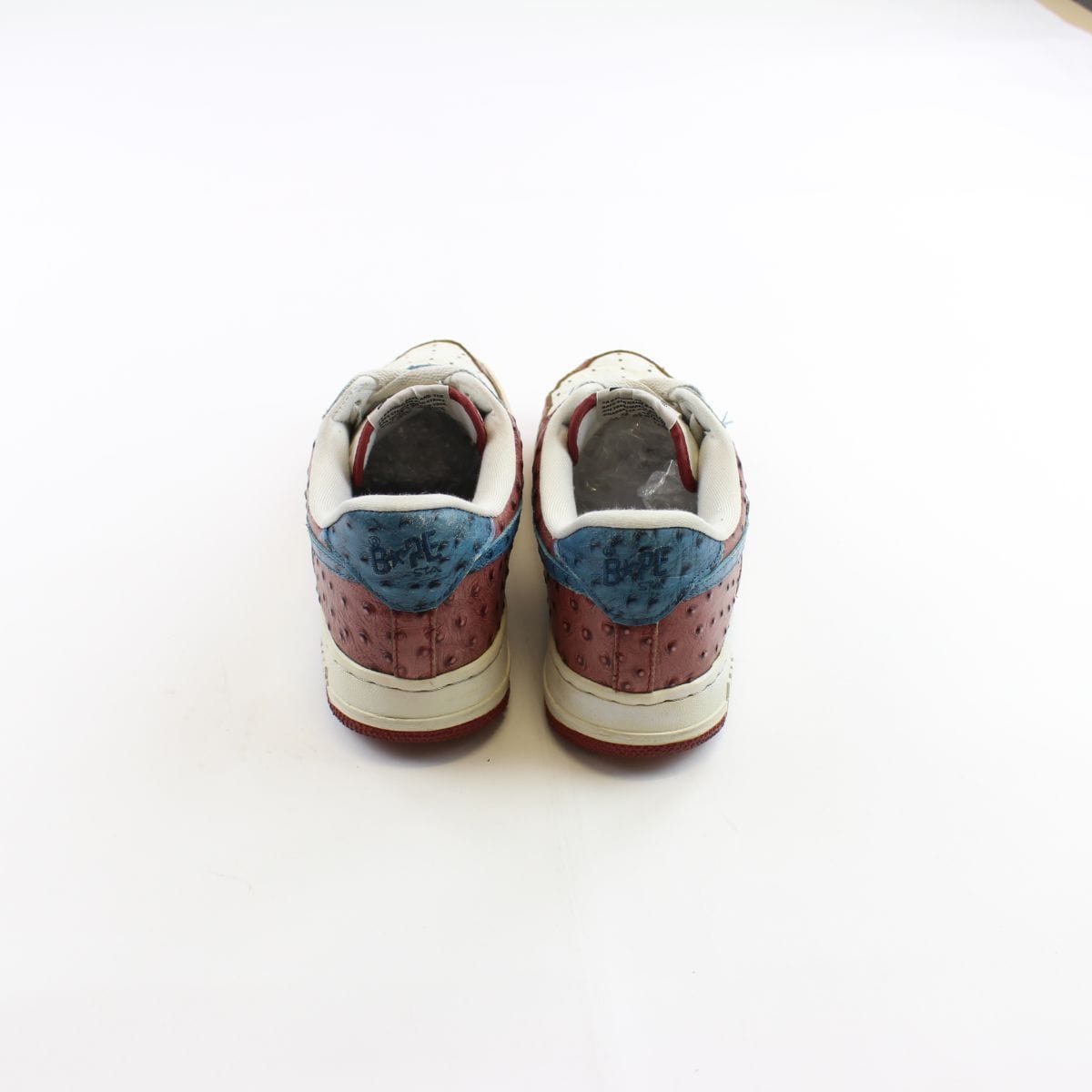 Bapesta Red and White Ostritch Leather - SaruGeneral