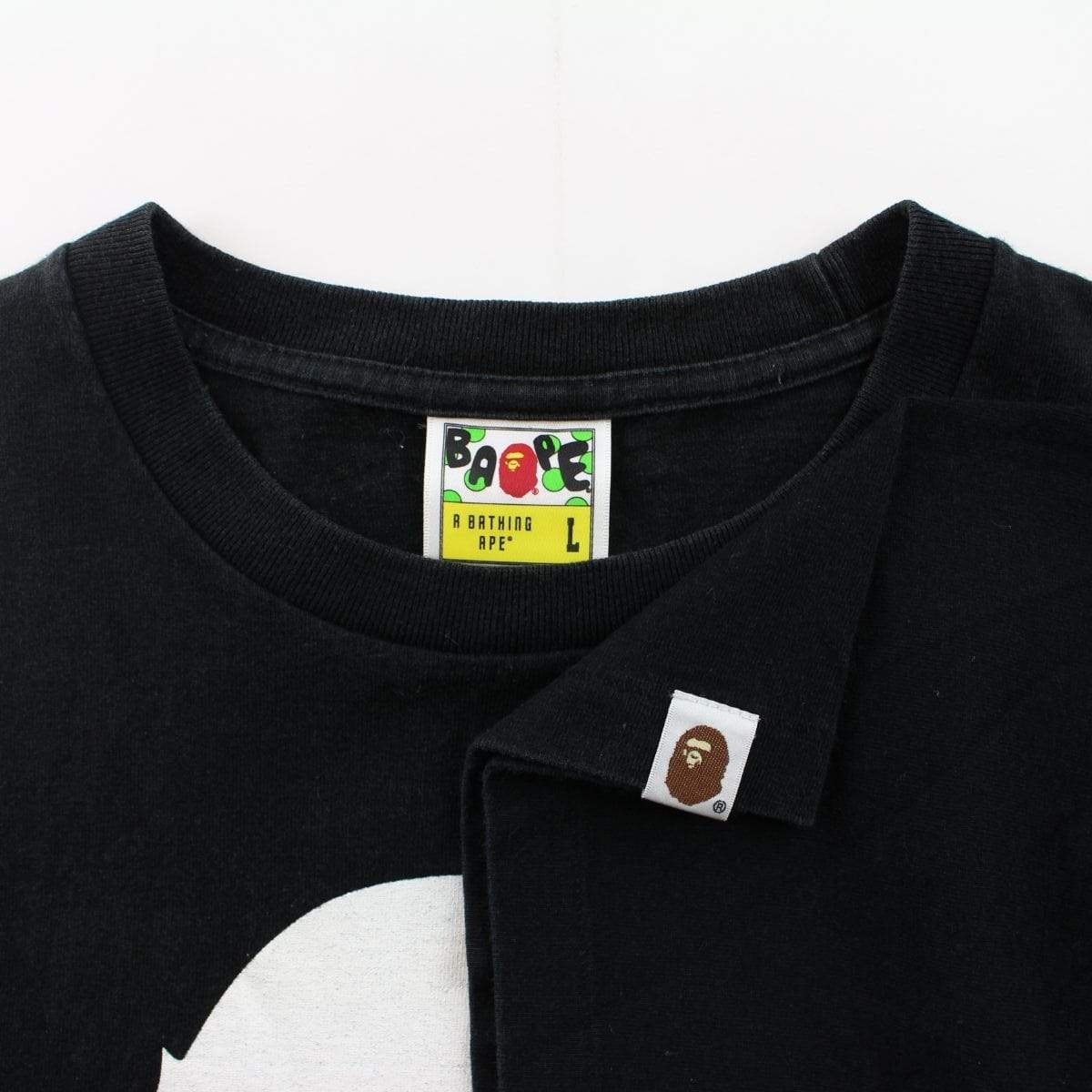 Bape Black & White Gradient Big Ape Logo Tee Black - SaruGeneral