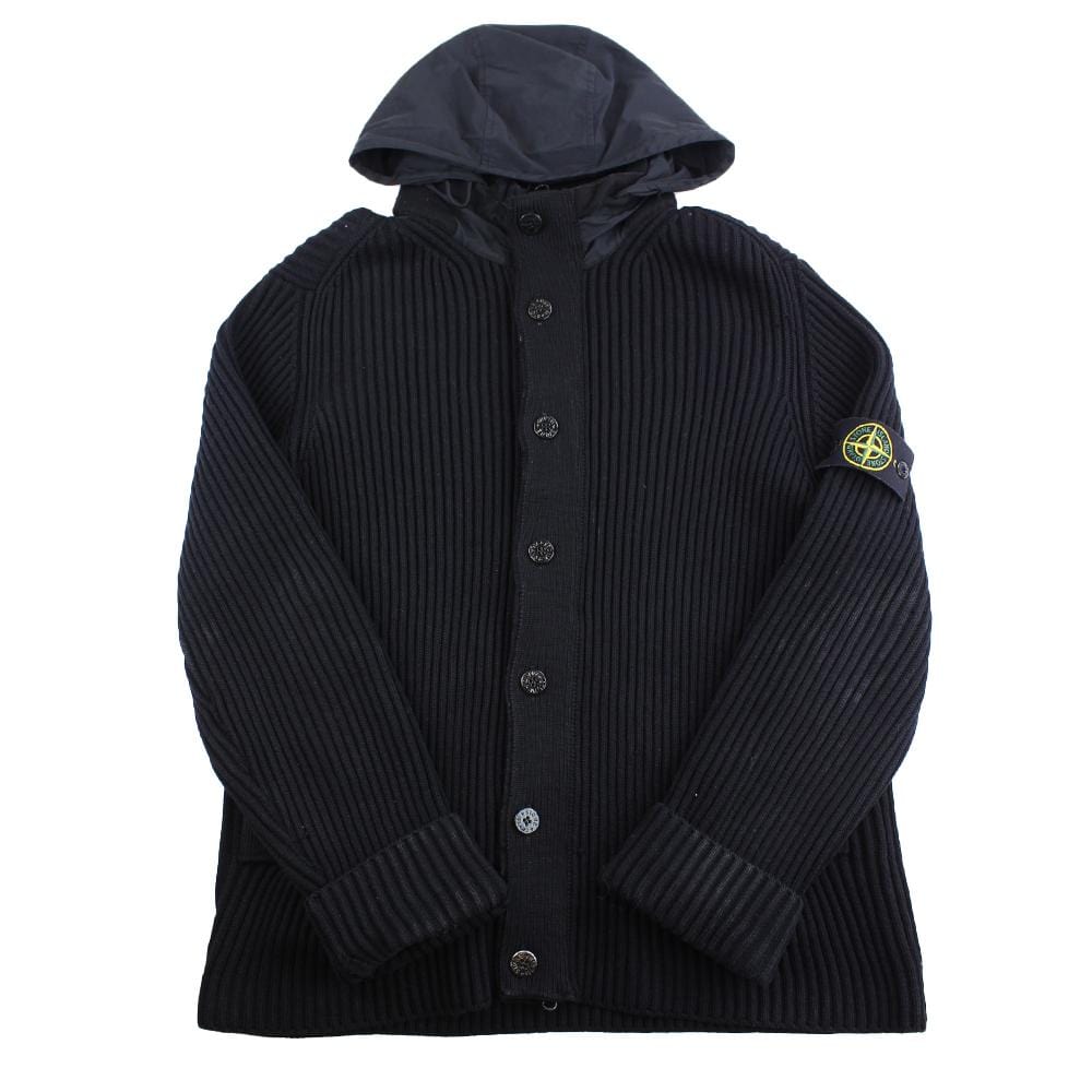 stone island heavy knit hooded cardigan navy 2014 - SaruGeneral