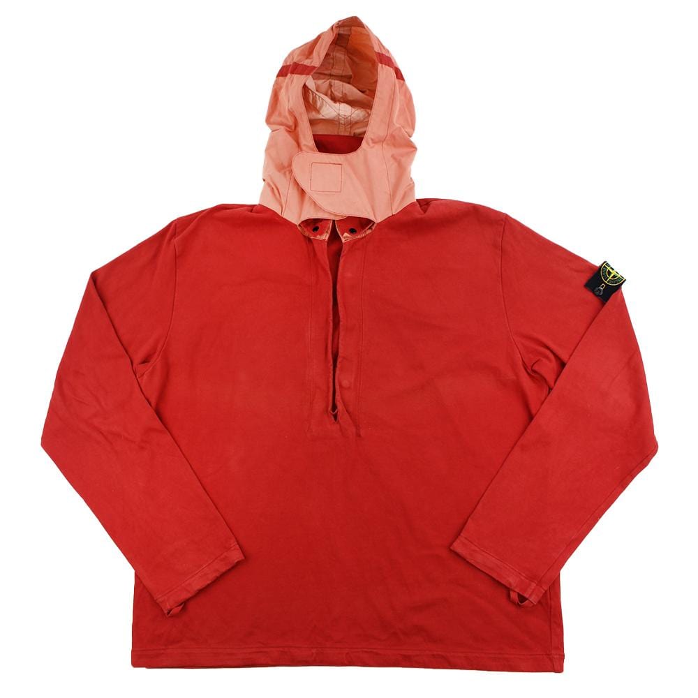 Stone Island SS 2001 Half Zip Hooded Jumper Red - SaruGeneral
