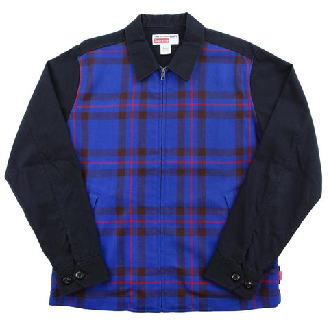 Veste à carreaux bleu Supreme CDG noire