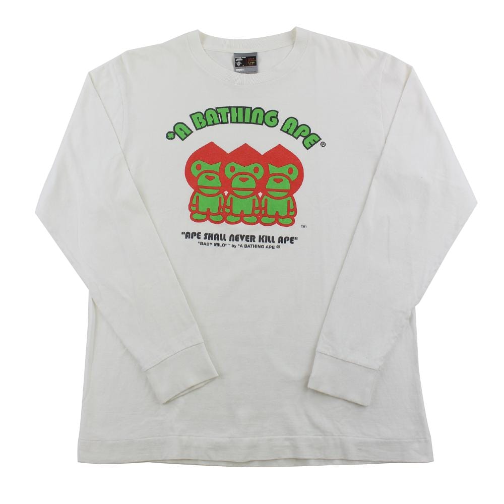 bape three green red milo ls white - SaruGeneral