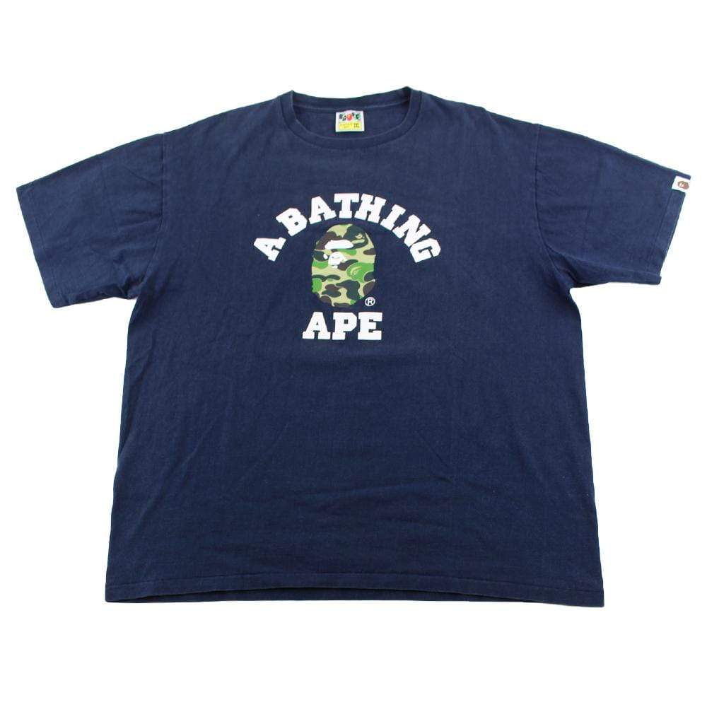 Bape abc Green Camo College Logo Tee Navy - SaruGeneral