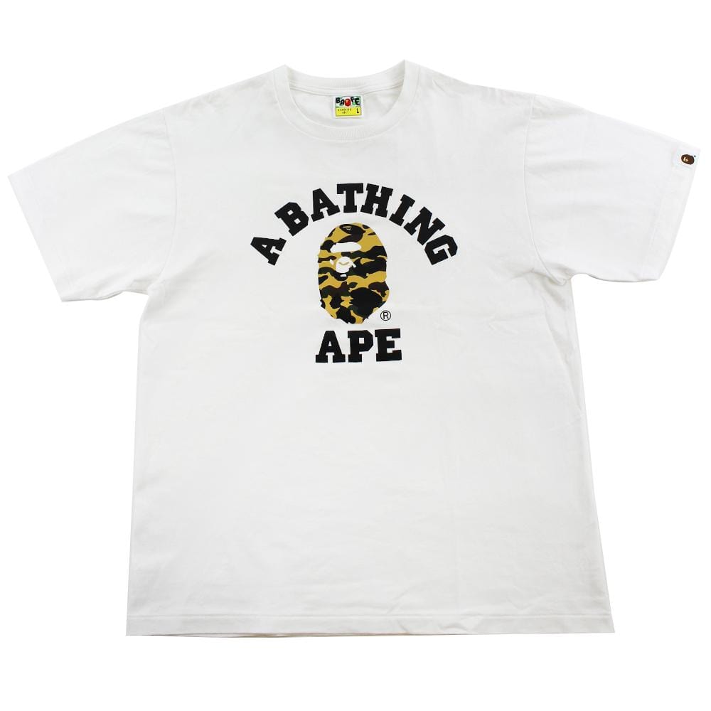 Bape 1st Yellow Camo College Logo Tee White - L - SaruGeneral