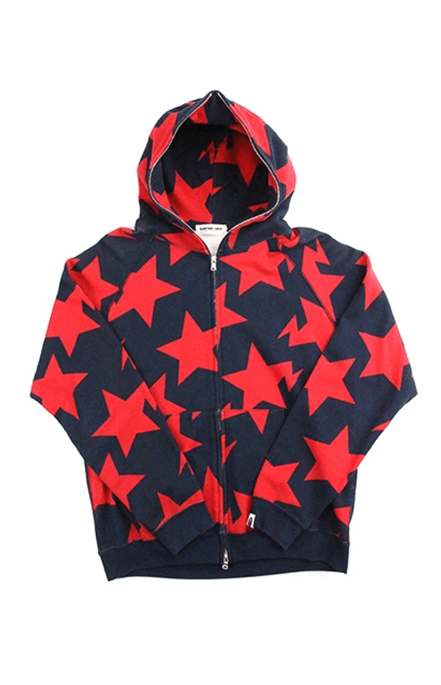 Bape Red Bapesta Zip Up Hoodie Navy - SaruGeneral