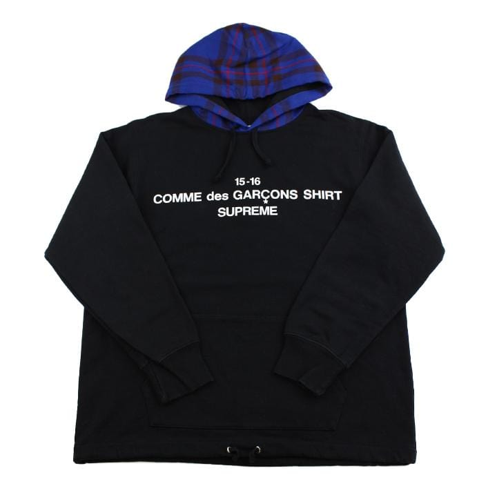 Supreme x CDG Tartan Hoodie Black 2015 - SARUUK