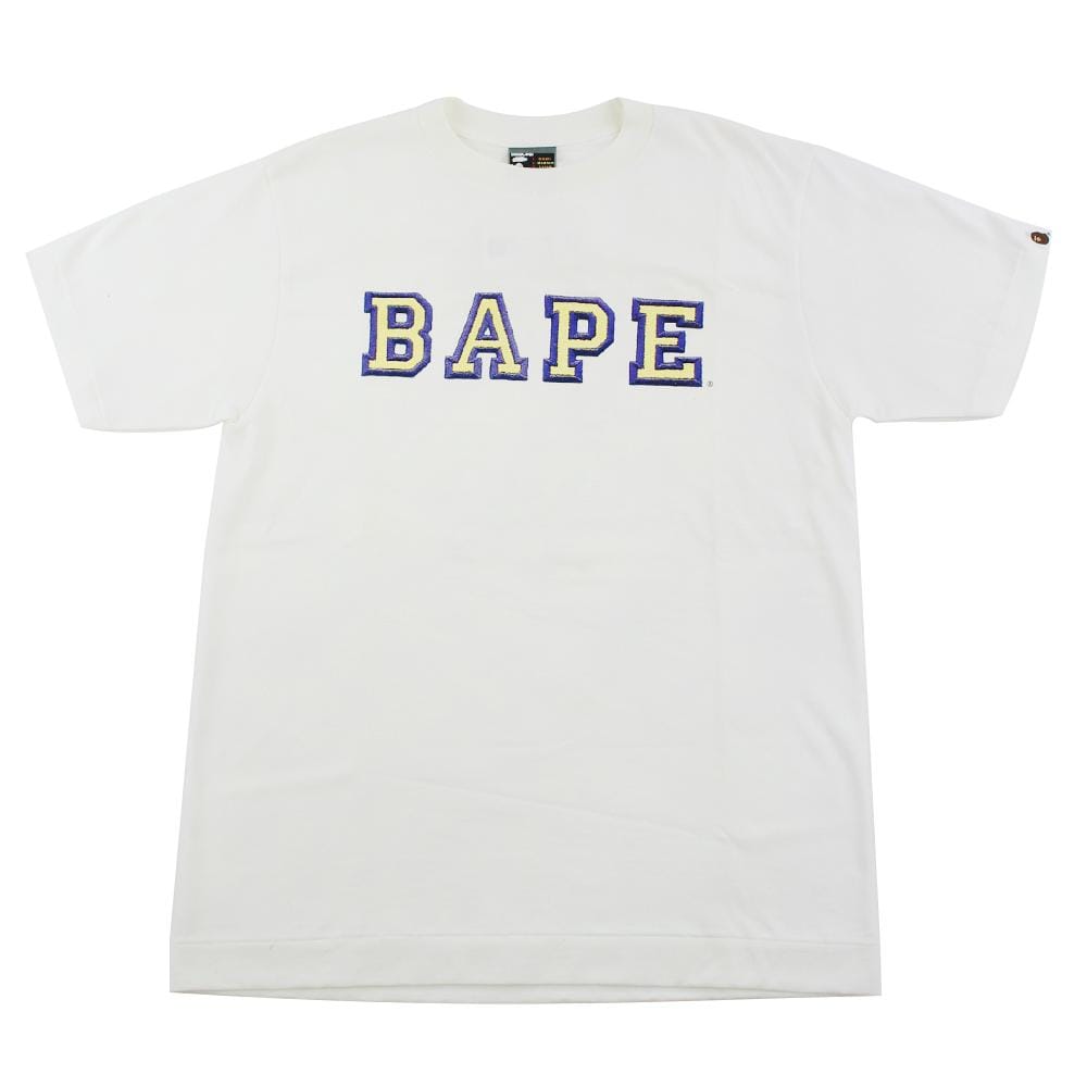 bape blue outline gradient text tee - SaruGeneral