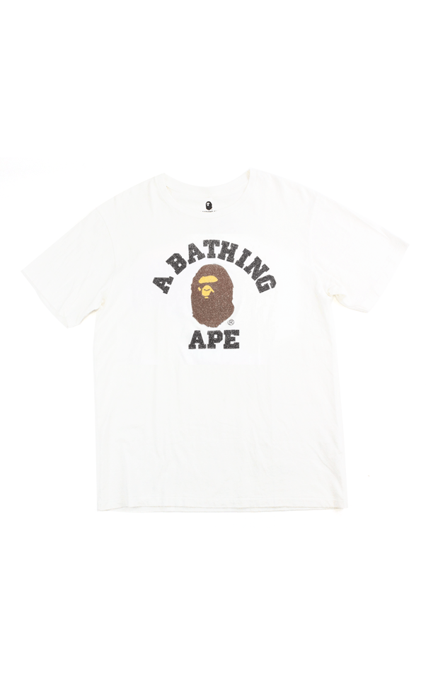Bape Original glitter College Logo Tee White - SaruGeneral