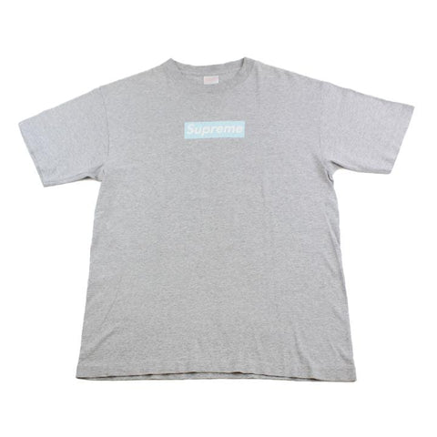 T-shirt Supreme bleu bébé sur gris avec logo Box