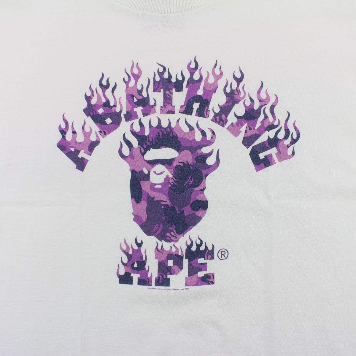 Bape Purple Flame Camo College Logo Tee White - SaruGeneral