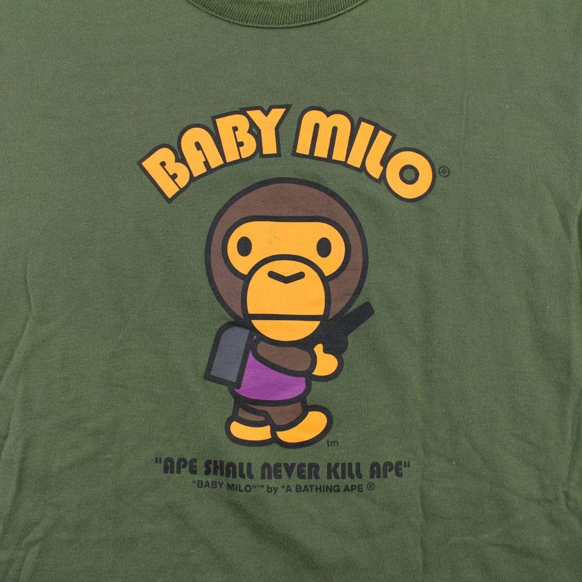 Bape Baby Milo Generals Gun Reversible Tee Olive - SaruGeneral