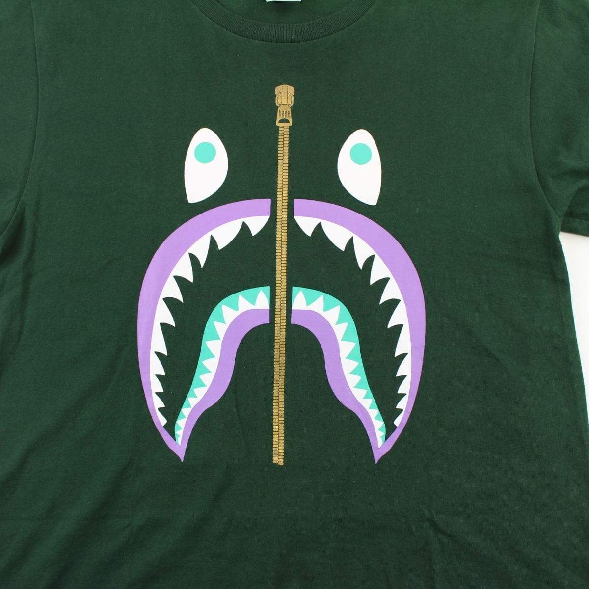 Bape Purple & Teal Shark Face Tee Bottle Green - SaruGeneral