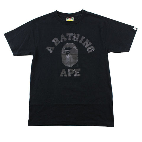 T-shirt Bape noir camouflage avec logo universitaire