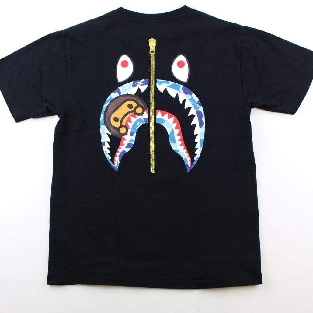 Bape WGM Blue Camo Shark Tee Black - SaruGeneral