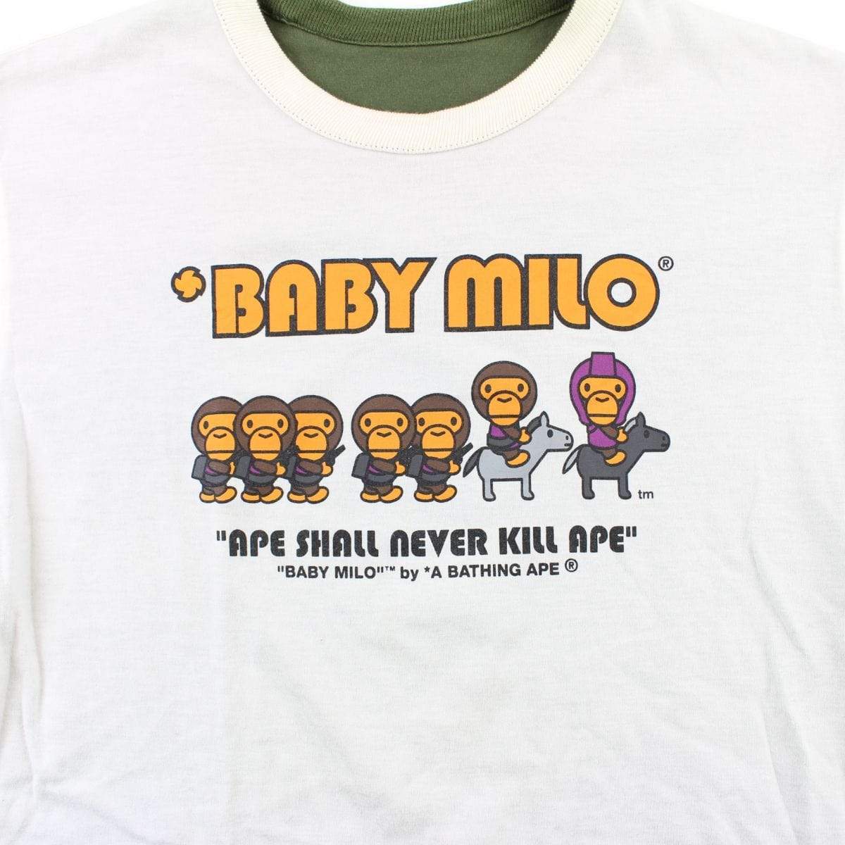 Bape Baby Milo Generals Gun Reversible Tee Olive - SaruGeneral