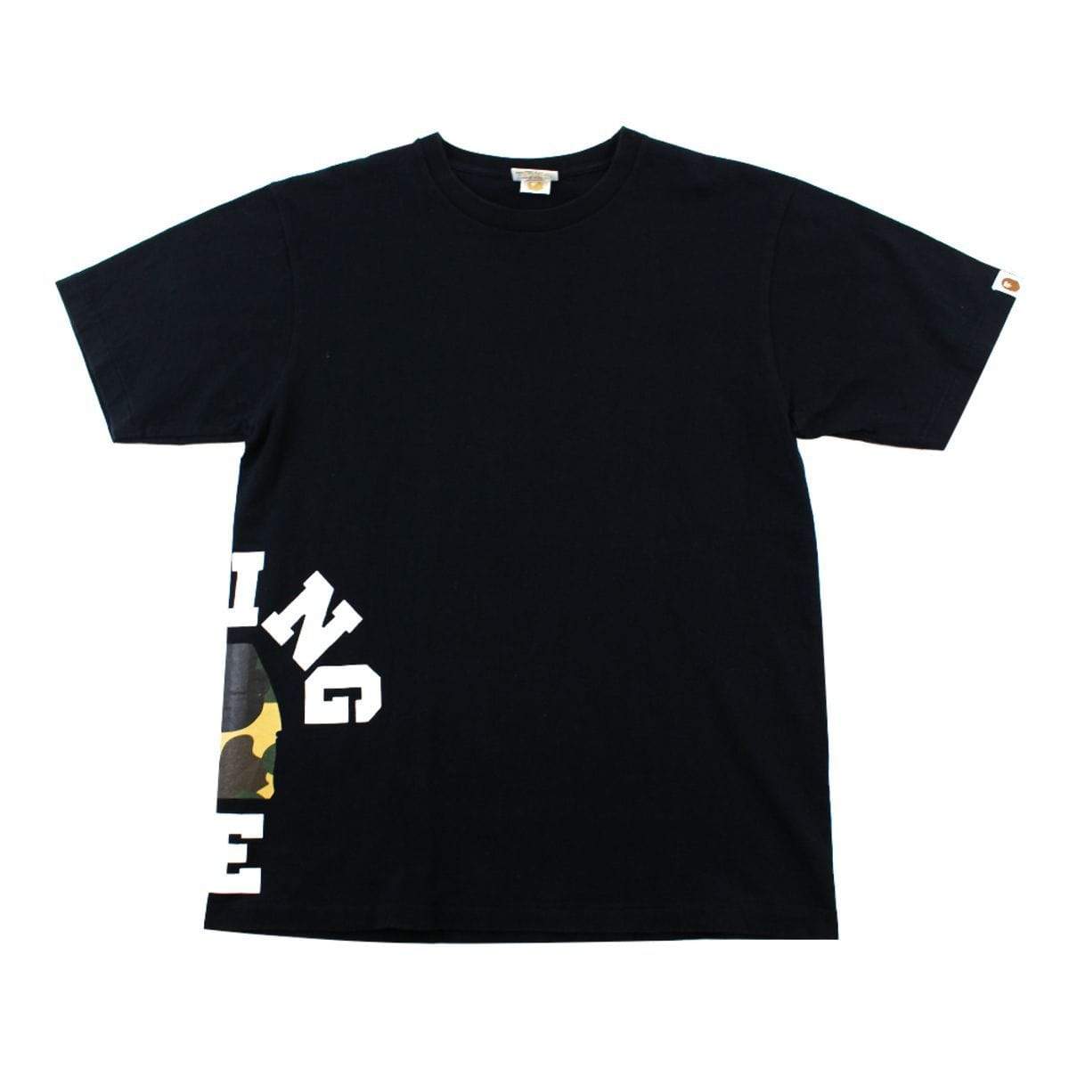 Bape 1st Yellow Camo Side College Logo Tee Black - SaruGeneral