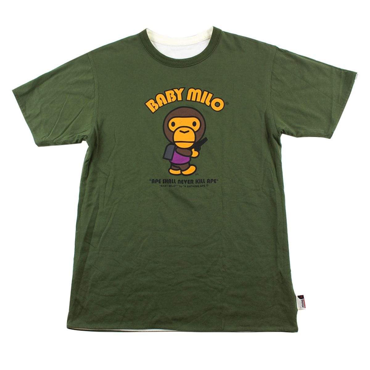 Bape Baby Milo Generals Gun Reversible Tee Olive - SaruGeneral