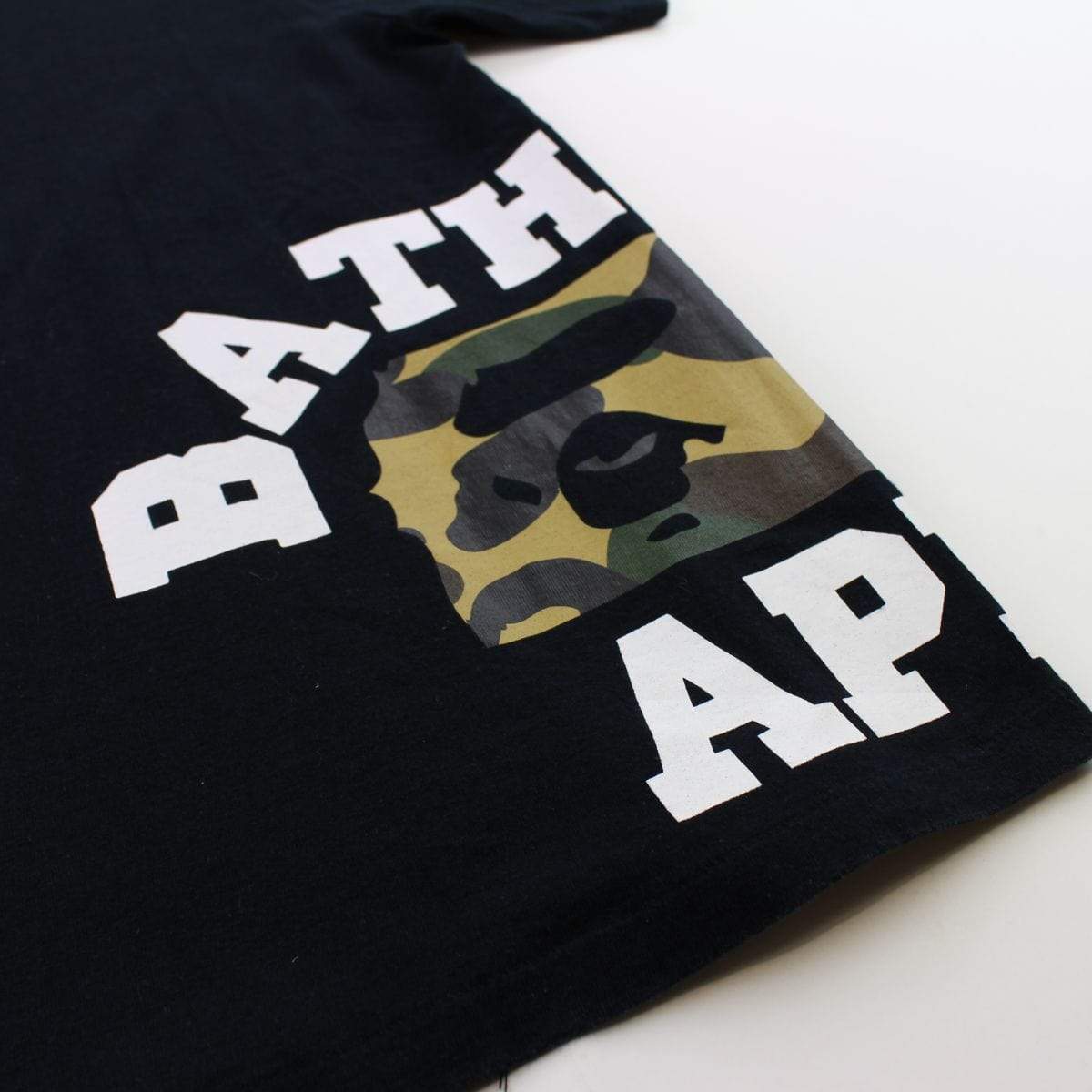 Bape 1st Yellow Camo Side College Logo Tee Black - SaruGeneral