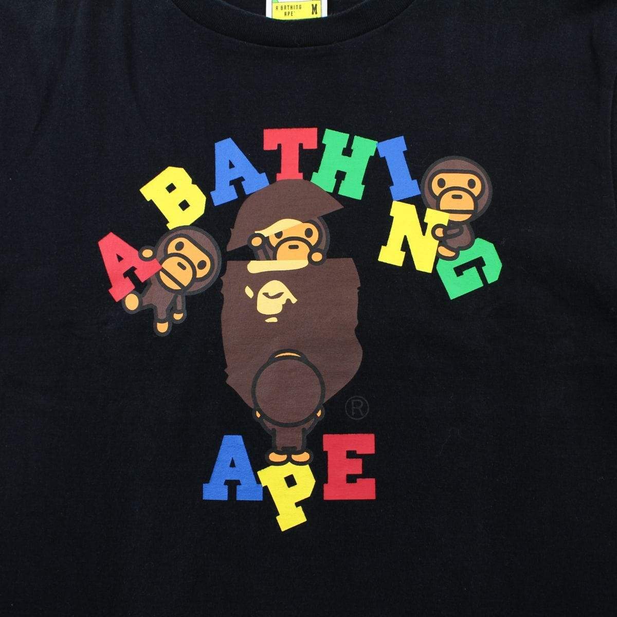 Bape Primary Colour Baby Milo College Logo Tee Black - SaruGeneral