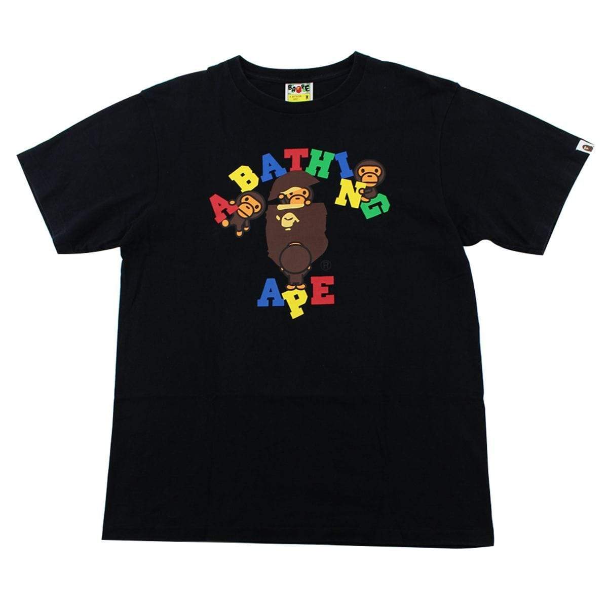 Bape Primary Colour Baby Milo College Logo Tee Black - SaruGeneral