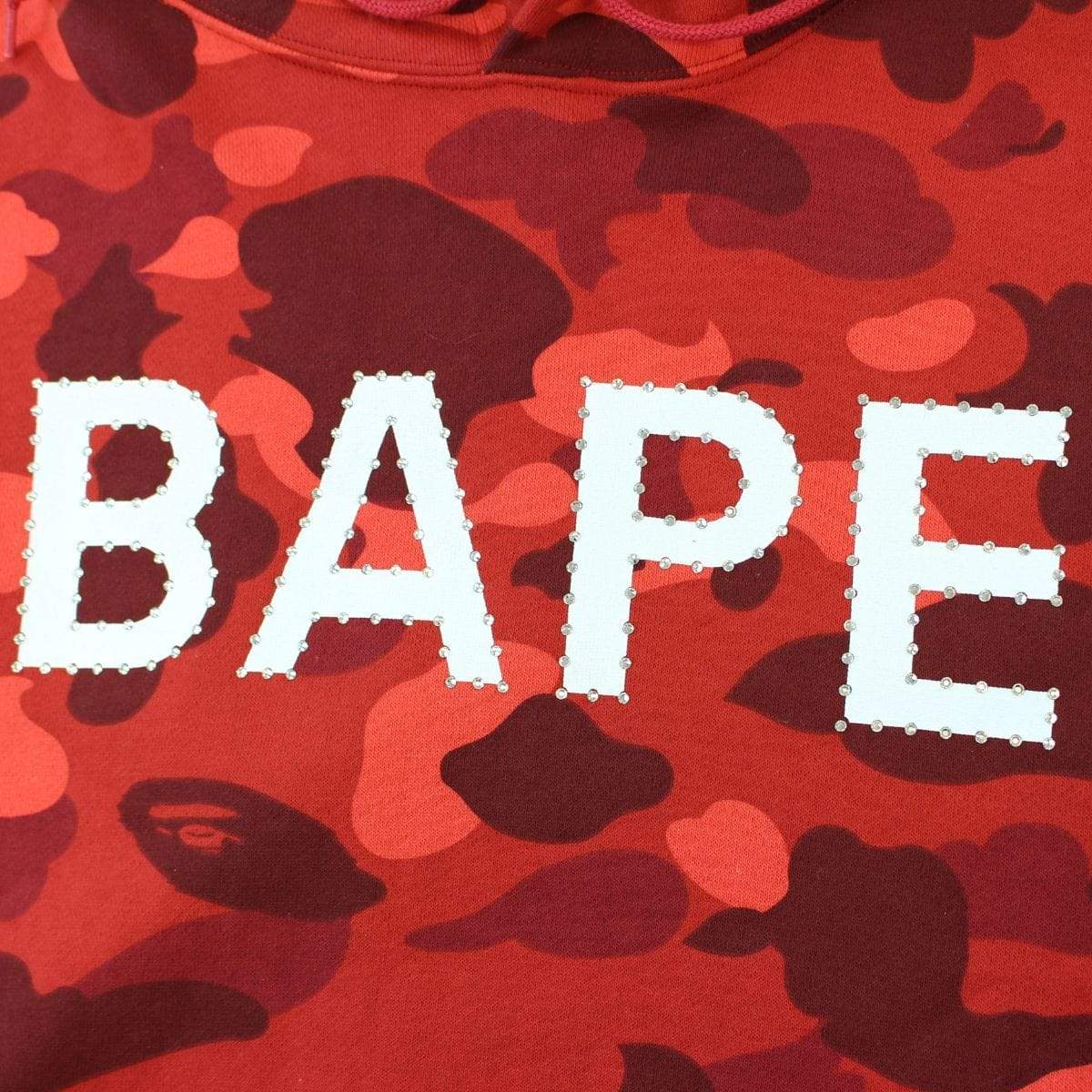 Bape Swaorvski Text Hoodie Red Camo - SaruGeneral