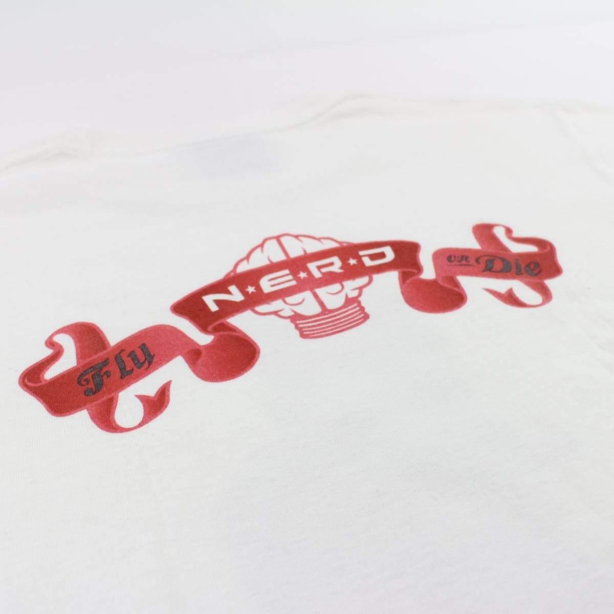 Bape x N.E.R.D Fly or Die Dog Logo Tee White - SaruGeneral