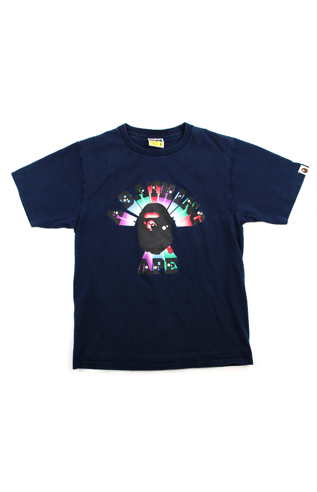 Bape 3d lights college logo tee navy - SaruGeneral