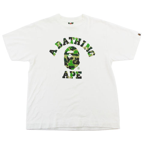 T-shirt Bape ABC Green Camo College Logo Blanc
