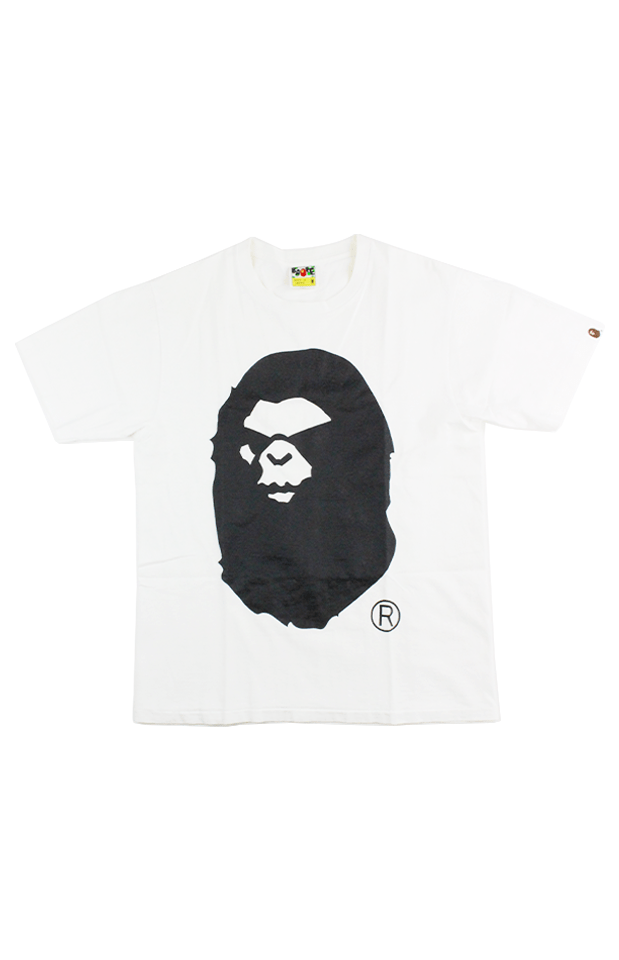 Bape Black angry face Big Ape Logo Tee White - SaruGeneral