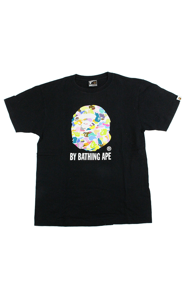Bape White Multicamo Big Ape Logo Tee Black - SaruGeneral
