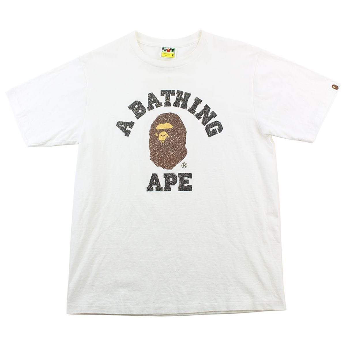 Bape Glitter College Logo Tee White - SaruGeneral