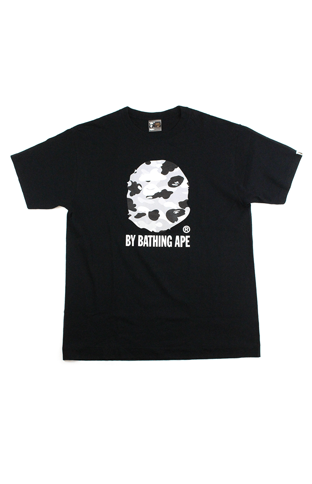 Bape Grey Camo Big Ape Logo Tee Black - SaruGeneral